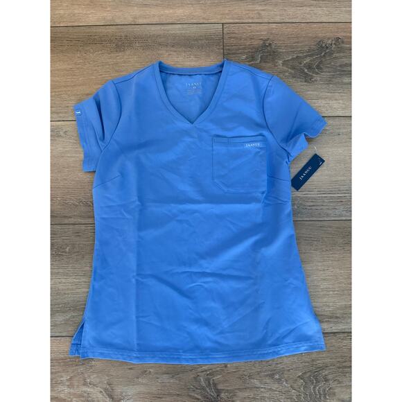 Jaanuu Essential Womens Size XS 1 Pocket Scrub Top Blue New - Picture 1 of 5